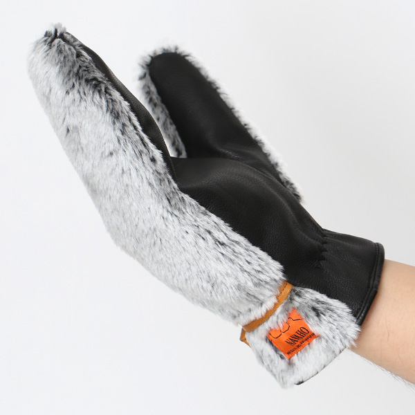  手袋 ミトン メンズ グローブ 手ぶくろ 防寒 暖かい ファー 本革 裏起毛 ミトングローブ グレー グレイ 灰色 ハンドウォーマー アウトドア キャンプ ミリタリー スポーツ ブランド 紳士 KURODA(クロダ)