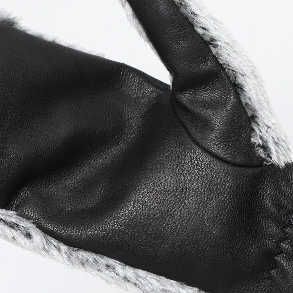  手袋 ミトン メンズ グローブ 手ぶくろ 防寒 暖かい ファー 本革 裏起毛 ミトングローブ グレー グレイ 灰色 ハンドウォーマー アウトドア キャンプ ミリタリー スポーツ ブランド 紳士 KURODA(クロダ)