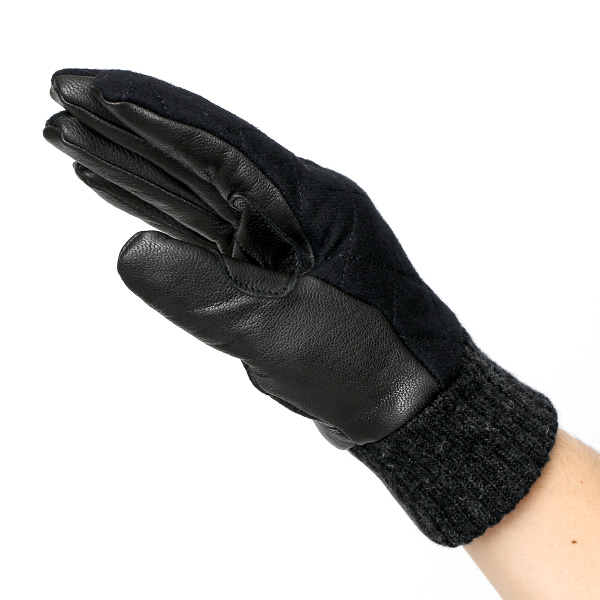  グローブ 手袋 メンズ スマホ対応 ナイロン ブランド クロダ コーデュラナイロン レザー キルティング ブラック 黒 黒色 紳士 カジュアル 革 手ぶくろ 通勤 通学 プレゼント クリスマス ギフト KURODA(クロダ)