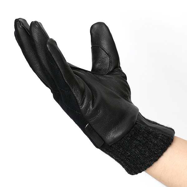  グローブ 手袋 メンズ スマホ対応 ナイロン ブランド クロダ コーデュラナイロン レザー キルティング ブラック 黒 黒色 紳士 カジュアル 革 手ぶくろ 通勤 通学 プレゼント クリスマス ギフト KURODA(クロダ)