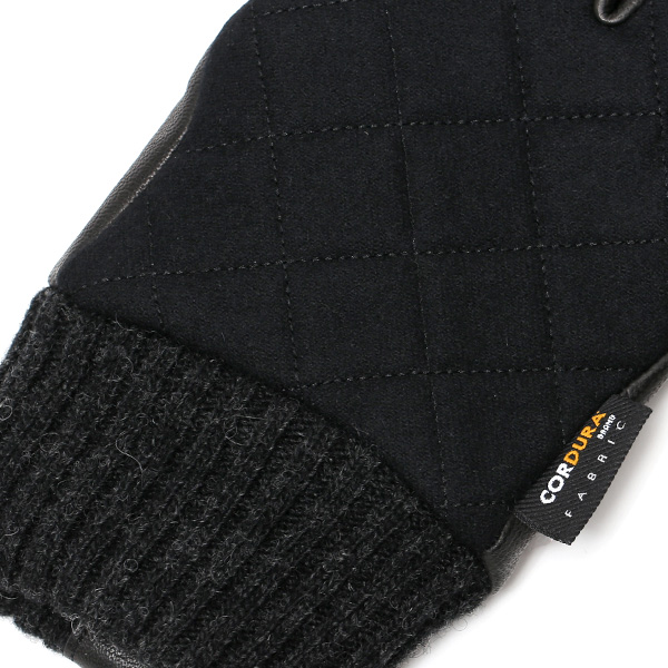 グローブ 手袋 メンズ スマホ対応 ナイロン ブランド クロダ コーデュラナイロン レザー キルティング ブラック 黒 黒色 紳士 カジュアル 革 手ぶくろ 通勤 通学 プレゼント クリスマス ギフト KURODA(クロダ)