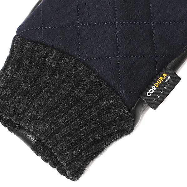  グローブ 手袋 メンズ スマホ対応 ナイロン ブランド クロダ コーデュラナイロン レザー キルティング ブルー ネイビー 青色 紳士 カジュアル 革 手ぶくろ 通勤 通学 プレゼント クリスマス ギフト KURODA(クロダ)