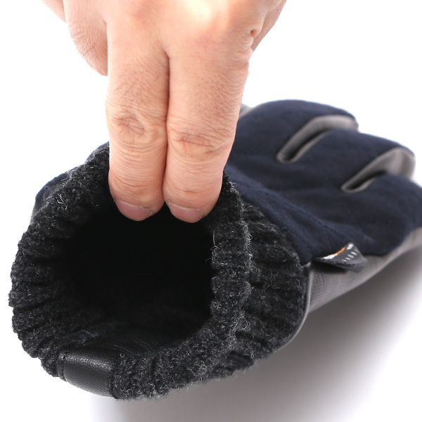  グローブ 手袋 メンズ スマホ対応 ナイロン ブランド クロダ コーデュラナイロン レザー キルティング ブルー ネイビー 青色 紳士 カジュアル 革 手ぶくろ 通勤 通学 プレゼント クリスマス ギフト KURODA(クロダ)