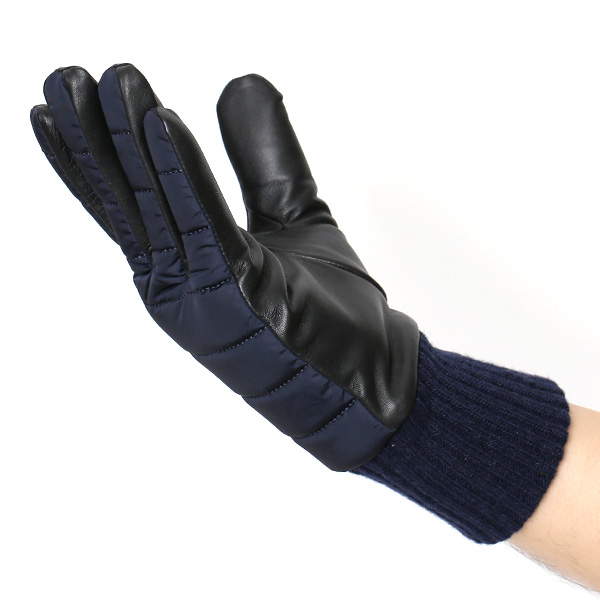  手袋 防寒 スマホ対応 メンズ リモンタナイロン クロダ 紳士 レザー グローブ 化粧箱付き プレゼント おしゃれ  ブルー ネイビー 青色 男性用 紳士 皮 手ぶくろ ビジネス タッチパネル タブレット ブランド KURODA(クロダ) 