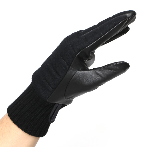  グローブ 手袋 タッチパネル 対応 ナイロン レザー メンズ 防寒 裏起毛 暖かい 冬 通勤 通学 ブラック 黒 黒色 コーデュラナイロン 本革 男性 プレゼント スマホ対応 手ぶくろ 紳士 ブランド KURODA(クロダ)