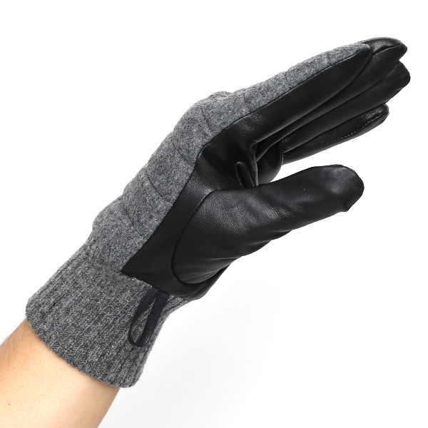  グローブ 手袋 タッチパネル 対応 ナイロン レザー メンズ 防寒 裏起毛 暖かい 冬 通勤 通学 グレー グレイ 灰色 コーデュラナイロン 本革 男性 プレゼント スマホ対応 手ぶくろ 紳士 ブランド KURODA(クロダ)