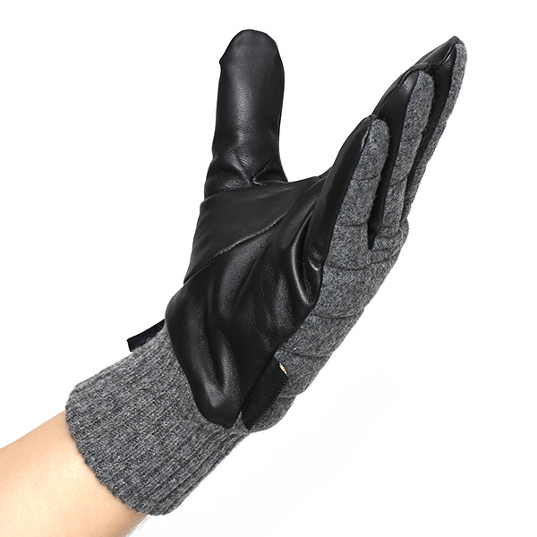  グローブ 手袋 タッチパネル 対応 ナイロン レザー メンズ 防寒 裏起毛 暖かい 冬 通勤 通学 グレー グレイ 灰色 コーデュラナイロン 本革 男性 プレゼント スマホ対応 手ぶくろ 紳士 ブランド KURODA(クロダ)