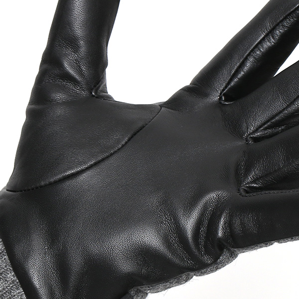  グローブ 手袋 タッチパネル 対応 ナイロン レザー メンズ 防寒 裏起毛 暖かい 冬 通勤 通学 グレー グレイ 灰色 コーデュラナイロン 本革 男性 プレゼント スマホ対応 手ぶくろ 紳士 ブランド KURODA(クロダ)