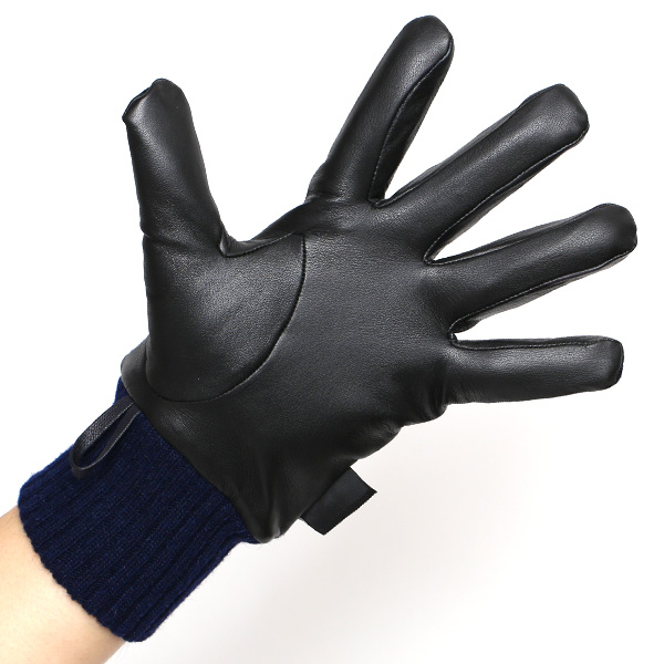  グローブ 手袋 タッチパネル 対応 ナイロン レザー メンズ 防寒 裏起毛 暖かい 冬 通勤 通学 ブルー ネイビー 青色 コーデュラナイロン 本革 男性 プレゼント スマホ対応 手ぶくろ 紳士 ブランド KURODA(クロダ)