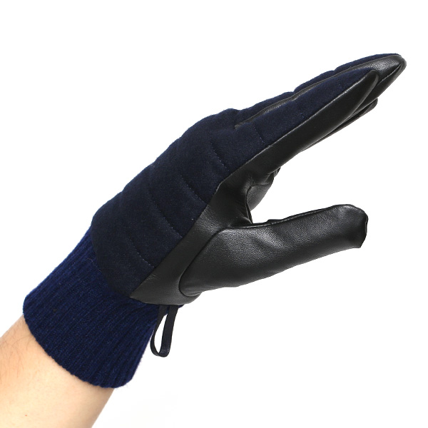  グローブ 手袋 タッチパネル 対応 ナイロン レザー メンズ 防寒 裏起毛 暖かい 冬 通勤 通学 ブルー ネイビー 青色 コーデュラナイロン 本革 男性 プレゼント スマホ対応 手ぶくろ 紳士 ブランド KURODA(クロダ)