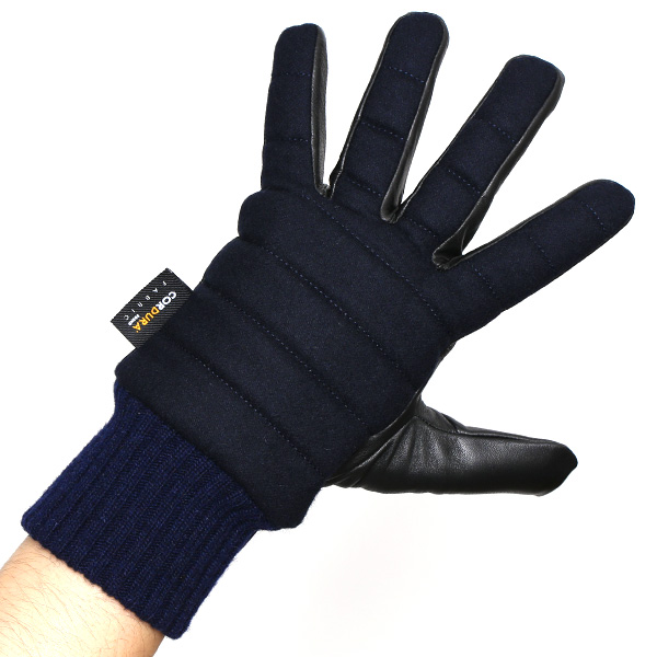  グローブ 手袋 タッチパネル 対応 ナイロン レザー メンズ 防寒 裏起毛 暖かい 冬 通勤 通学 ブルー ネイビー 青色 コーデュラナイロン 本革 男性 プレゼント スマホ対応 手ぶくろ 紳士 ブランド KURODA(クロダ)