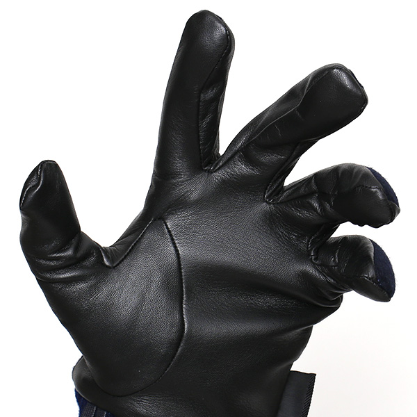  グローブ 手袋 タッチパネル 対応 ナイロン レザー メンズ 防寒 裏起毛 暖かい 冬 通勤 通学 ブルー ネイビー 青色 コーデュラナイロン 本革 男性 プレゼント スマホ対応 手ぶくろ 紳士 ブランド KURODA(クロダ)