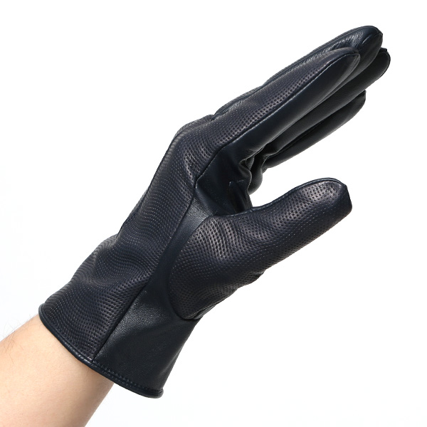  本革 イタリア製 レザー 手袋 メンズ 男性 グローブ ブルー ネイビー 青色 フィット性 スマホ タッチパネル 対応 暖かい チクチクしない 肌触り 良い プレゼント 誕生日 クリスマス