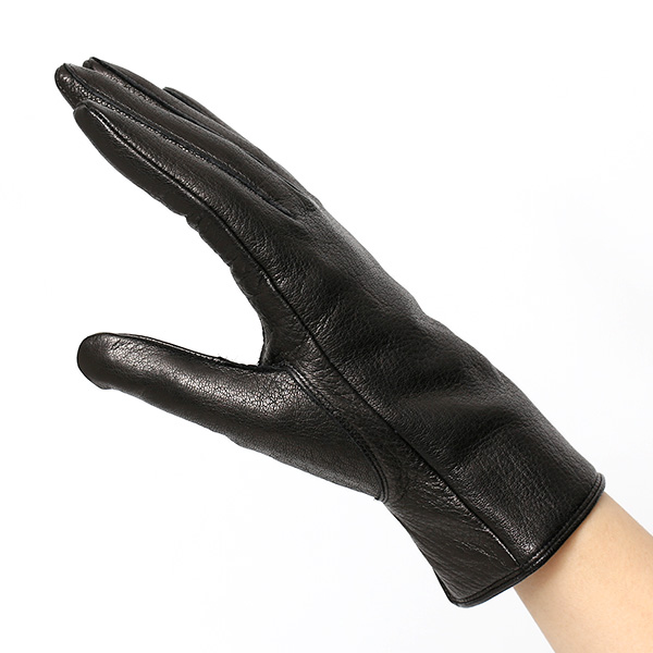  手袋 レディース 革手袋 本革 レザー カシミヤ 日本製 女性 婦人 グローブ 防寒 鹿革 カシミア 暖かい ブラック 黒 黒色 国産 皮 てぶくろ 送料無料 プレゼント ギフト 化粧箱付き ブランド KURODA(クロダ)