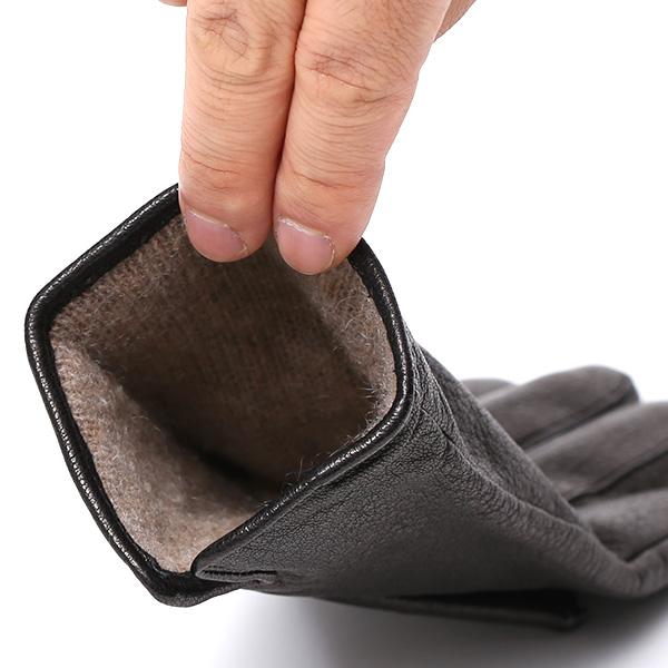  手袋 レディース 革手袋 本革 レザー カシミヤ 日本製 女性 婦人 グローブ 防寒 鹿革 カシミア 暖かい ブラック 黒 黒色 国産 皮 てぶくろ 送料無料 プレゼント ギフト 化粧箱付き ブランド KURODA(クロダ)