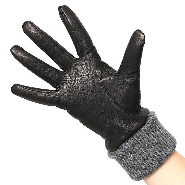  レディース 革 手袋 日本製 カシミヤ ディアスキン レザー ニット リブ グローブ 暖かい 上品 ブラック 黒 黒色 国産 本革 鹿革 カシミア 100％ 女性 婦人 プレゼント ギフト 化粧箱 付き ブランド KURODA(クロダ)