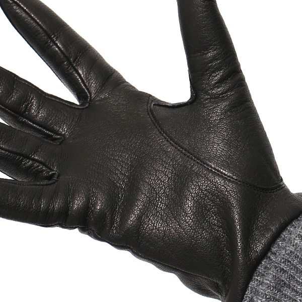  レディース 革 手袋 日本製 カシミヤ ディアスキン レザー ニット リブ グローブ 暖かい 上品 ブラック 黒 黒色 国産 本革 鹿革 カシミア 100％ 女性 婦人 プレゼント ギフト 化粧箱 付き ブランド KURODA(クロダ)