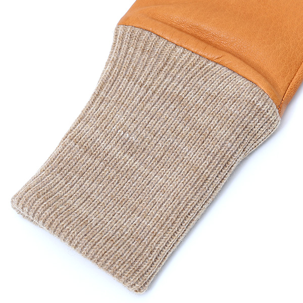  レディース 革 手袋 日本製 カシミヤ ディアスキン レザー ニット リブ グローブ 暖かい 上品 キャメル ブラウン 茶 茶色 国産 本革 鹿革 カシミア 100％ 女性 婦人 プレゼント ギフト 化粧箱 付き ブランド KURODA(クロダ)