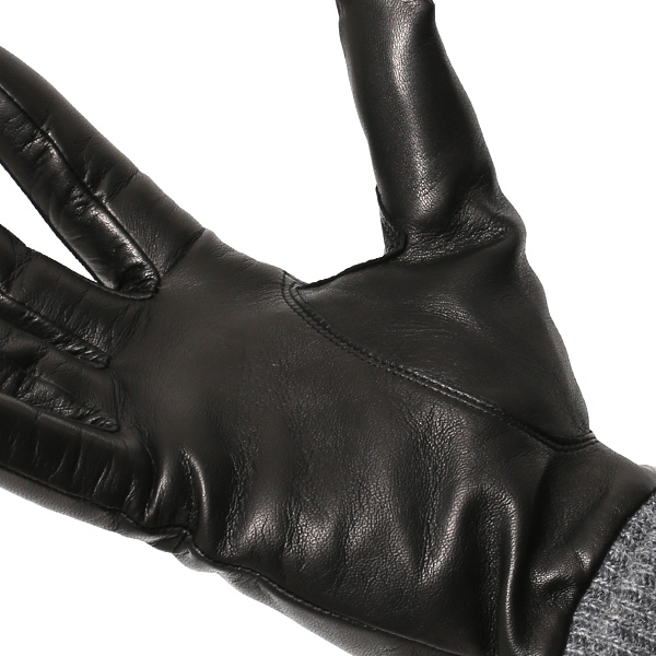  日本製 手袋 レディース ブランド カシミア 100％ レザー グローブ ニットリブ 防寒 カシミヤ ブラック 黒 黒色 イタリーラム 上質 羊革 皮 女性 上品 婦人 プレゼント 化粧箱付き 国産 KURODA(クロダ)