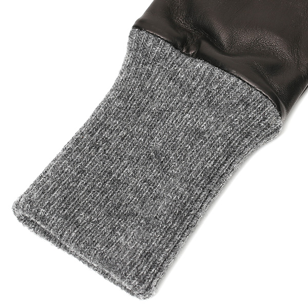  日本製 手袋 レディース ブランド カシミア 100％ レザー グローブ ニットリブ 防寒 カシミヤ ブラック 黒 黒色 イタリーラム 上質 羊革 皮 女性 上品 婦人 プレゼント 化粧箱付き 国産 KURODA(クロダ)