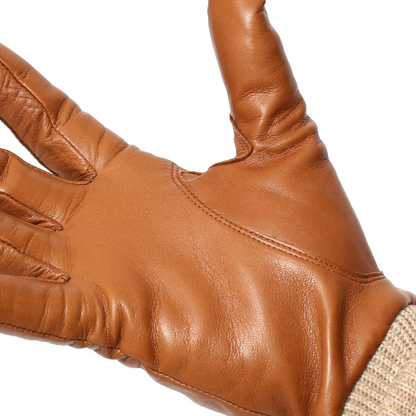  日本製 手袋 レディース ブランド カシミア 100％ レザー グローブ ニットリブ 防寒 カシミヤ キャメル ブラウン 茶 茶色 イタリーラム 上質 羊革 皮 女性 上品 婦人 プレゼント 化粧箱付き 国産 KURODA(クロダ)