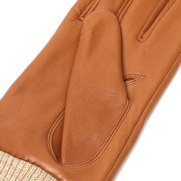  日本製 手袋 レディース ブランド カシミア 100％ レザー グローブ ニットリブ 防寒 カシミヤ キャメル ブラウン 茶 茶色 イタリーラム 上質 羊革 皮 女性 上品 婦人 プレゼント 化粧箱付き 国産 KURODA(クロダ)