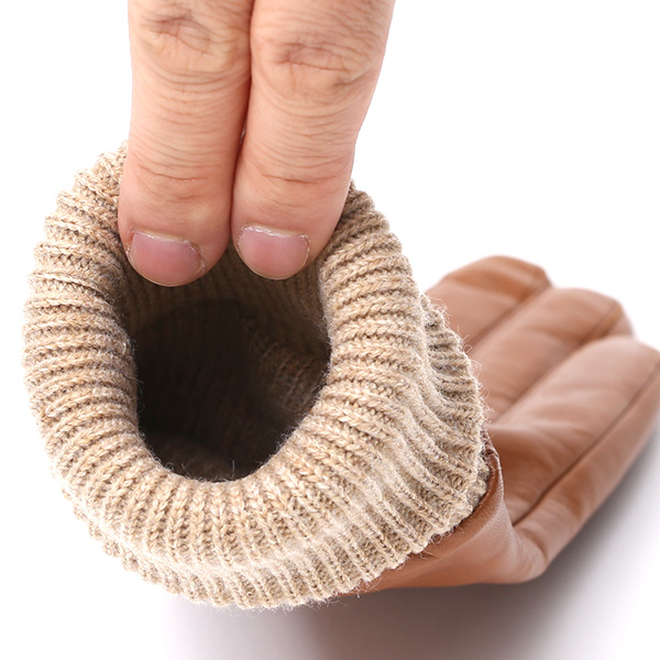  日本製 手袋 レディース ブランド カシミア 100％ レザー グローブ ニットリブ 防寒 カシミヤ キャメル ブラウン 茶 茶色 イタリーラム 上質 羊革 皮 女性 上品 婦人 プレゼント 化粧箱付き 国産 KURODA(クロダ)