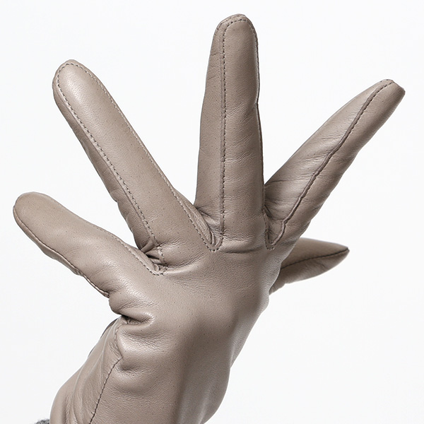  日本製 手袋 レディース ブランド カシミア 100％ レザー グローブ ニットリブ 防寒 カシミヤ グレー グレイ 灰色 イタリーラム 上質 羊革 皮 女性 上品 婦人 プレゼント 化粧箱付き 国産 KURODA(クロダ)