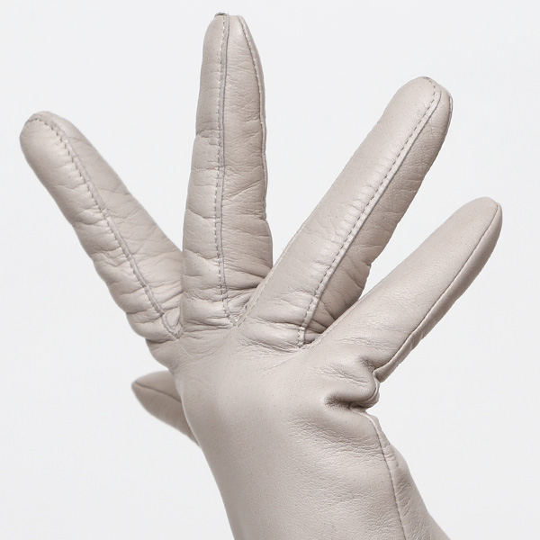  日本製 手袋 レディース ブランド カシミア 100％ レザー グローブ ニットリブ 防寒 カシミヤ グレー グレイ 灰色 イタリーラム 上質 羊革 皮 女性 上品 婦人 プレゼント 化粧箱付き 国産 KURODA(クロダ)