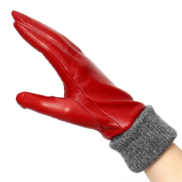  日本製 手袋 レディース ブランド カシミア 100％ レザー グローブ ニットリブ 防寒 カシミヤ レッド ワイン 赤色 イタリーラム 上質 羊革 皮 女性 上品 婦人 プレゼント 化粧箱付き 国産 KURODA(クロダ)