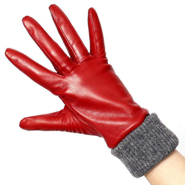  日本製 手袋 レディース ブランド カシミア 100％ レザー グローブ ニットリブ 防寒 カシミヤ レッド ワイン 赤色 イタリーラム 上質 羊革 皮 女性 上品 婦人 プレゼント 化粧箱付き 国産 KURODA(クロダ)