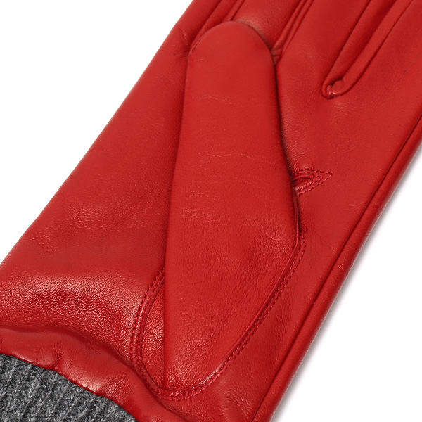  日本製 手袋 レディース ブランド カシミア 100％ レザー グローブ ニットリブ 防寒 カシミヤ レッド ワイン 赤色 イタリーラム 上質 羊革 皮 女性 上品 婦人 プレゼント 化粧箱付き 国産 KURODA(クロダ)