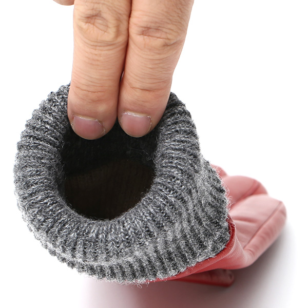  日本製 手袋 レディース ブランド カシミア 100％ レザー グローブ ニットリブ 防寒 カシミヤ レッド ワイン 赤色 イタリーラム 上質 羊革 皮 女性 上品 婦人 プレゼント 化粧箱付き 国産 KURODA(クロダ)