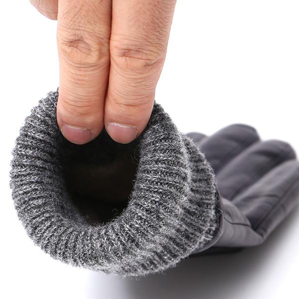  日本製 手袋 レディース ブランド カシミア 100％ レザー グローブ ニットリブ 防寒 カシミヤ ブルー ネイビー 青色 イタリーラム 上質 羊革 皮 女性 上品 婦人 プレゼント 化粧箱付き 国産 KURODA(クロダ)