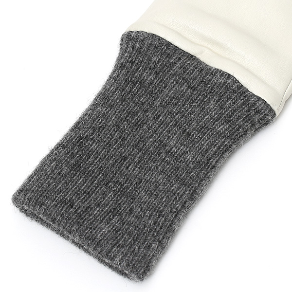  日本製 手袋 レディース ブランド カシミア 100％ レザー グローブ ニットリブ 防寒 カシミヤ ホワイト 白色 イタリーラム 上質 羊革 皮 女性 上品 婦人 プレゼント 化粧箱付き 国産 KURODA(クロダ)