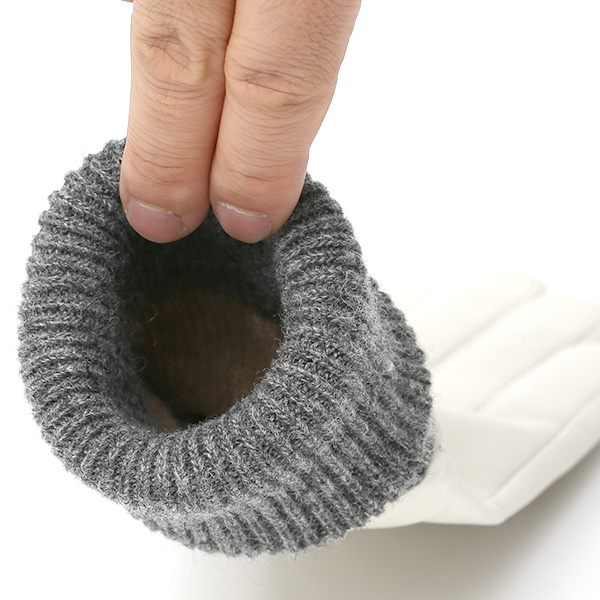  日本製 手袋 レディース ブランド カシミア 100％ レザー グローブ ニットリブ 防寒 カシミヤ ホワイト 白色 イタリーラム 上質 羊革 皮 女性 上品 婦人 プレゼント 化粧箱付き 国産 KURODA(クロダ)