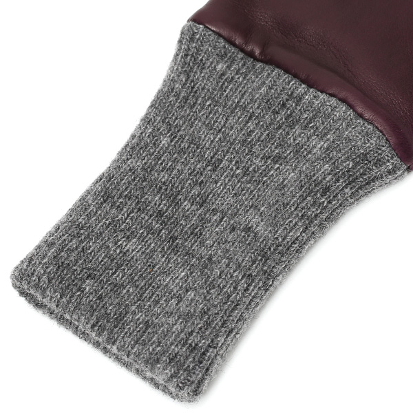  日本製 手袋 レディース ブランド カシミア 100％ レザー グローブ ニットリブ 防寒 カシミヤ パープル 紫色 イタリーラム 上質 羊革 皮 女性 上品 婦人 プレゼント 化粧箱付き 国産 KURODA(クロダ)