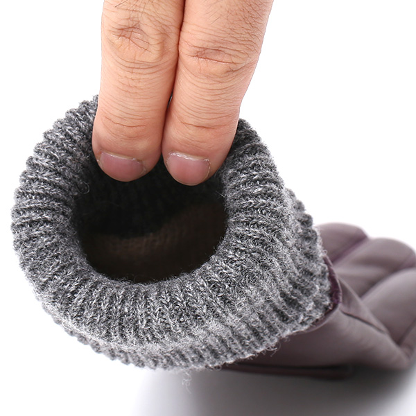  日本製 手袋 レディース ブランド カシミア 100％ レザー グローブ ニットリブ 防寒 カシミヤ パープル 紫色 イタリーラム 上質 羊革 皮 女性 上品 婦人 プレゼント 化粧箱付き 国産 KURODA(クロダ)