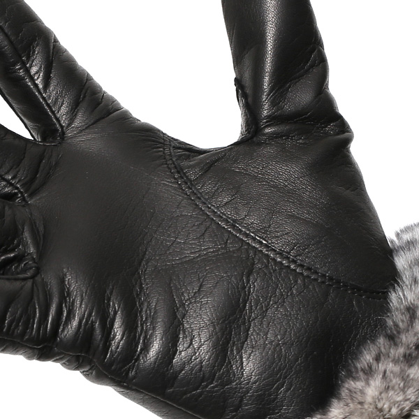  手袋 レディース 革手袋 レザー レッキス ラビットファー イタリーラム 羊革 暖かい 女性用 グローブ ブラック 黒 黒色 嫁 妻 彼女 娘 記念日 クリスマス 誕生日 プレゼント ギフト 化粧箱 付き ブランド KURODA(クロダ)