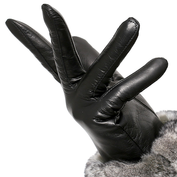  手袋 レディース 革手袋 レザー レッキス ラビットファー イタリーラム 羊革 暖かい 女性用 グローブ ブラック 黒 黒色 嫁 妻 彼女 娘 記念日 クリスマス 誕生日 プレゼント ギフト 化粧箱 付き ブランド KURODA(クロダ)