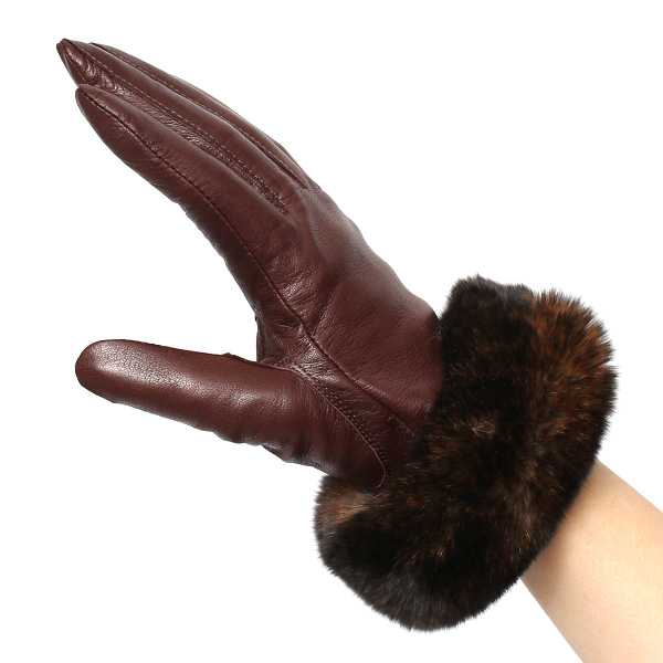  手袋 レディース 革手袋 レザー レッキス ラビットファー イタリーラム 羊革 暖かい 女性用 グローブ ブラウン 茶 茶色 嫁 妻 彼女 娘 記念日 クリスマス 誕生日 プレゼント ギフト 化粧箱 付き ブランド KURODA(クロダ)