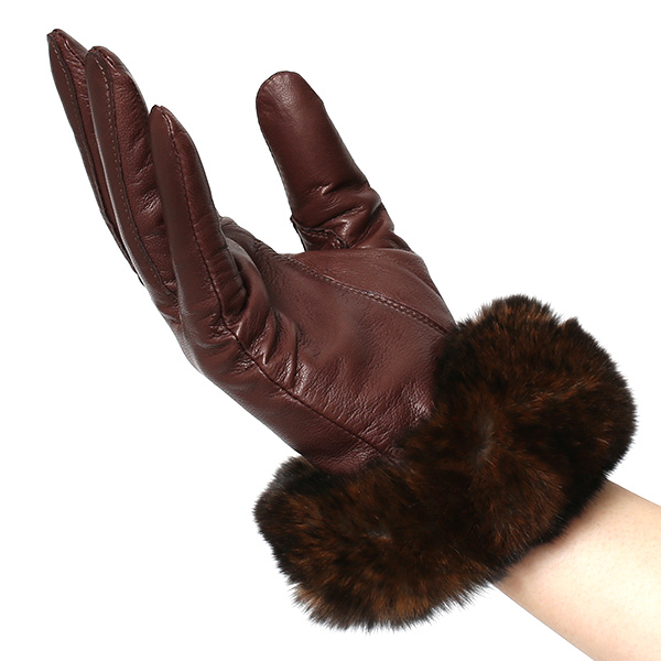  手袋 レディース 革手袋 レザー レッキス ラビットファー イタリーラム 羊革 暖かい 女性用 グローブ ブラウン 茶 茶色 嫁 妻 彼女 娘 記念日 クリスマス 誕生日 プレゼント ギフト 化粧箱 付き ブランド KURODA(クロダ)