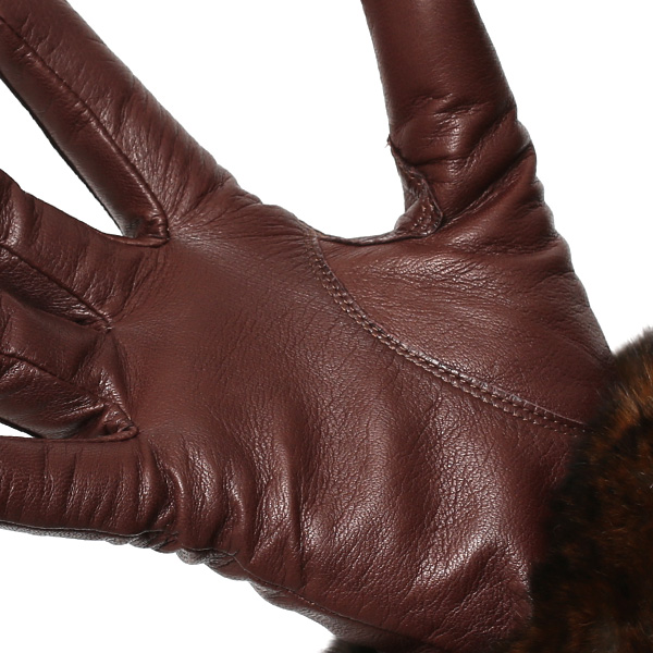  手袋 レディース 革手袋 レザー レッキス ラビットファー イタリーラム 羊革 暖かい 女性用 グローブ ブラウン 茶 茶色 嫁 妻 彼女 娘 記念日 クリスマス 誕生日 プレゼント ギフト 化粧箱 付き ブランド KURODA(クロダ)