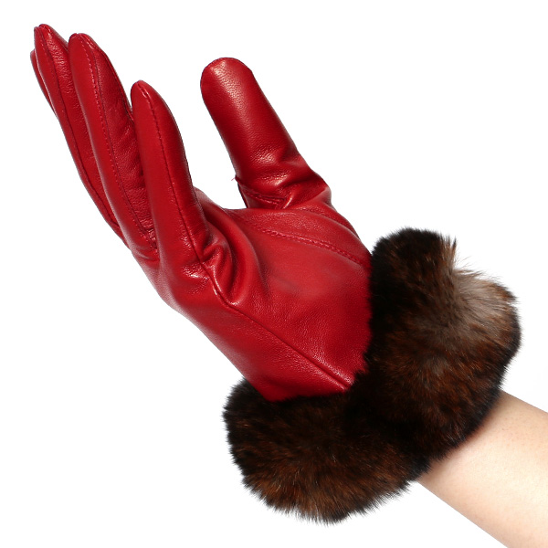  手袋 レディース 革手袋 レザー レッキス ラビットファー イタリーラム 羊革 暖かい 女性用 グローブ レッド ワイン 赤色 嫁 妻 彼女 娘 記念日 クリスマス 誕生日 プレゼント ギフト 化粧箱 付き ブランド KURODA(クロダ)
