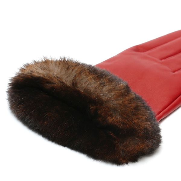  手袋 レディース 革手袋 レザー レッキス ラビットファー イタリーラム 羊革 暖かい 女性用 グローブ レッド ワイン 赤色 嫁 妻 彼女 娘 記念日 クリスマス 誕生日 プレゼント ギフト 化粧箱 付き ブランド KURODA(クロダ)