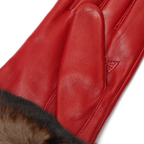  手袋 レディース 革手袋 レザー レッキス ラビットファー イタリーラム 羊革 暖かい 女性用 グローブ レッド ワイン 赤色 嫁 妻 彼女 娘 記念日 クリスマス 誕生日 プレゼント ギフト 化粧箱 付き ブランド KURODA(クロダ)