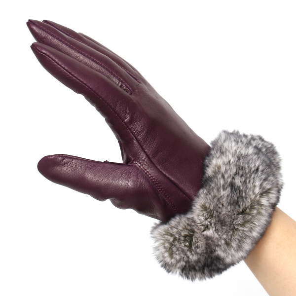  手袋 レディース 革手袋 レザー レッキス ラビットファー イタリーラム 羊革 暖かい 女性用 グローブ パープル 紫色 嫁 妻 彼女 娘 記念日 クリスマス 誕生日 プレゼント ギフト 化粧箱 付き ブランド KURODA(クロダ)