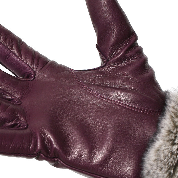  手袋 レディース 革手袋 レザー レッキス ラビットファー イタリーラム 羊革 暖かい 女性用 グローブ パープル 紫色 嫁 妻 彼女 娘 記念日 クリスマス 誕生日 プレゼント ギフト 化粧箱 付き ブランド KURODA(クロダ)