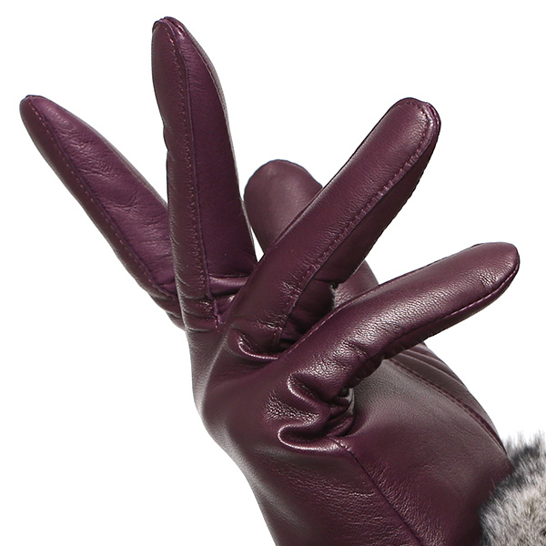  手袋 レディース 革手袋 レザー レッキス ラビットファー イタリーラム 羊革 暖かい 女性用 グローブ パープル 紫色 嫁 妻 彼女 娘 記念日 クリスマス 誕生日 プレゼント ギフト 化粧箱 付き ブランド KURODA(クロダ)