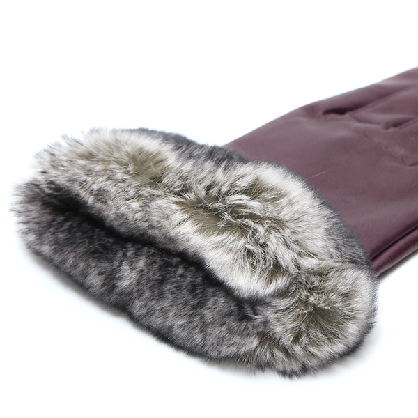  手袋 レディース 革手袋 レザー レッキス ラビットファー イタリーラム 羊革 暖かい 女性用 グローブ パープル 紫色 嫁 妻 彼女 娘 記念日 クリスマス 誕生日 プレゼント ギフト 化粧箱 付き ブランド KURODA(クロダ)